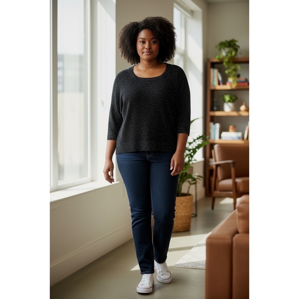 Lane Bryant Black Sparkle Knit‎ Dolman Sleeve Sweater Top Plus Size 22/24